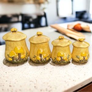 Arnel 4pc Ceramic Mushroom Canister Set